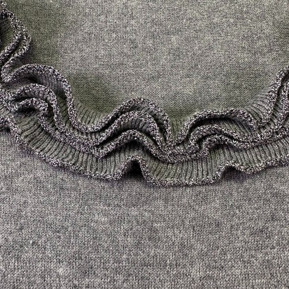 Cache Y2k Metallic Ruffle Collar Short Sleeve Fit… - image 2